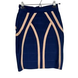 HD In Paris Anthro Blue Peach Bandage Skirt Womens XS Y2K Modest Twee Preppy